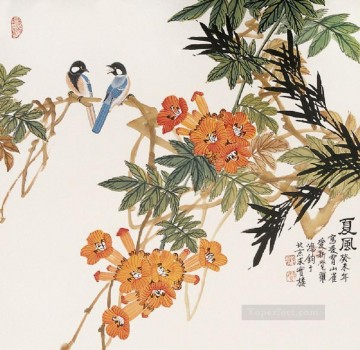 two boys singing Painting - two birds old Chinese